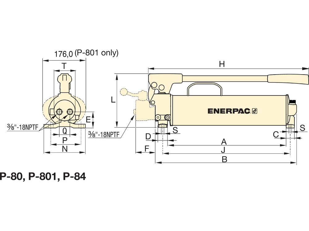 P84 Two Speed Ultima Steel Hydraulic Hand Pump 134 In3 Usable Oil For Use With Double Acting Cylinders Enerpac